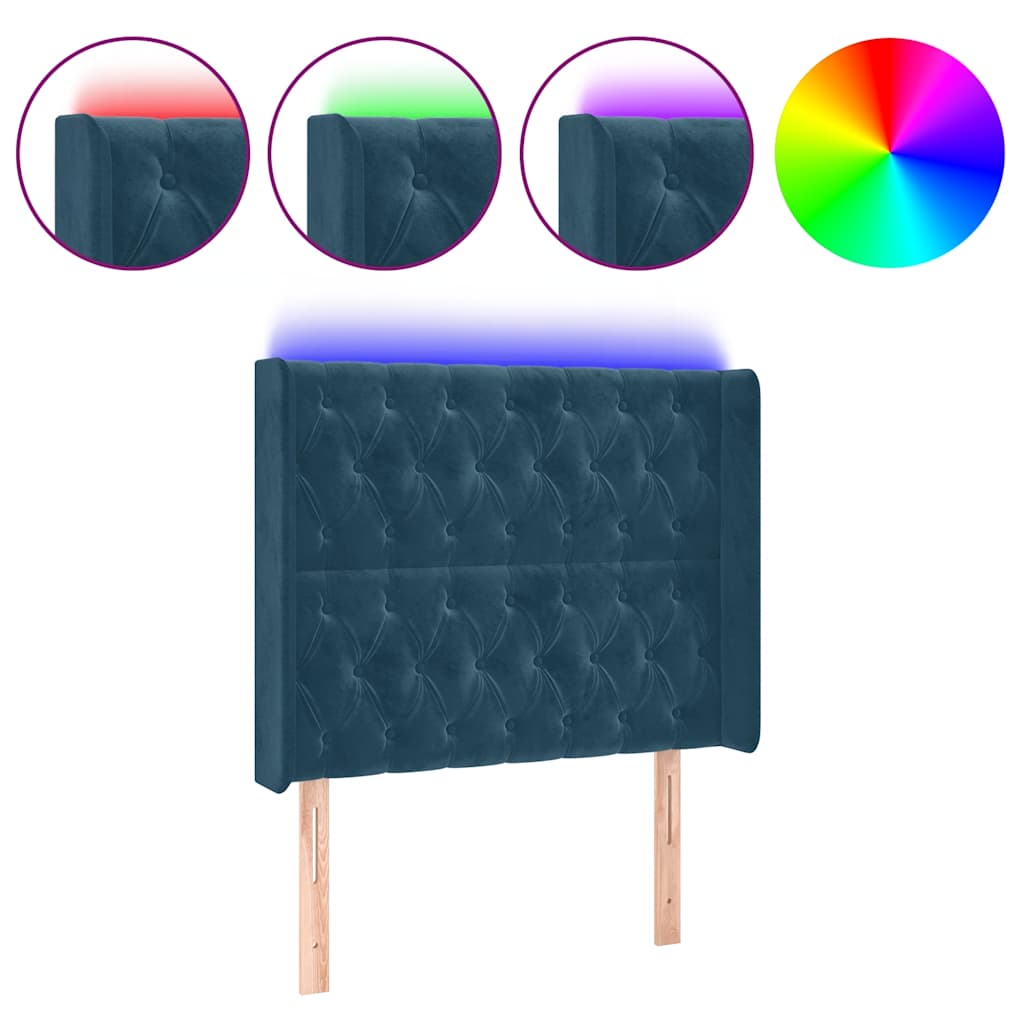 Hoofdbord LED 103x16x118/128 cm fluweel donkerblauw is nu te koop bij PeponiXL, paradijselijk wonen!