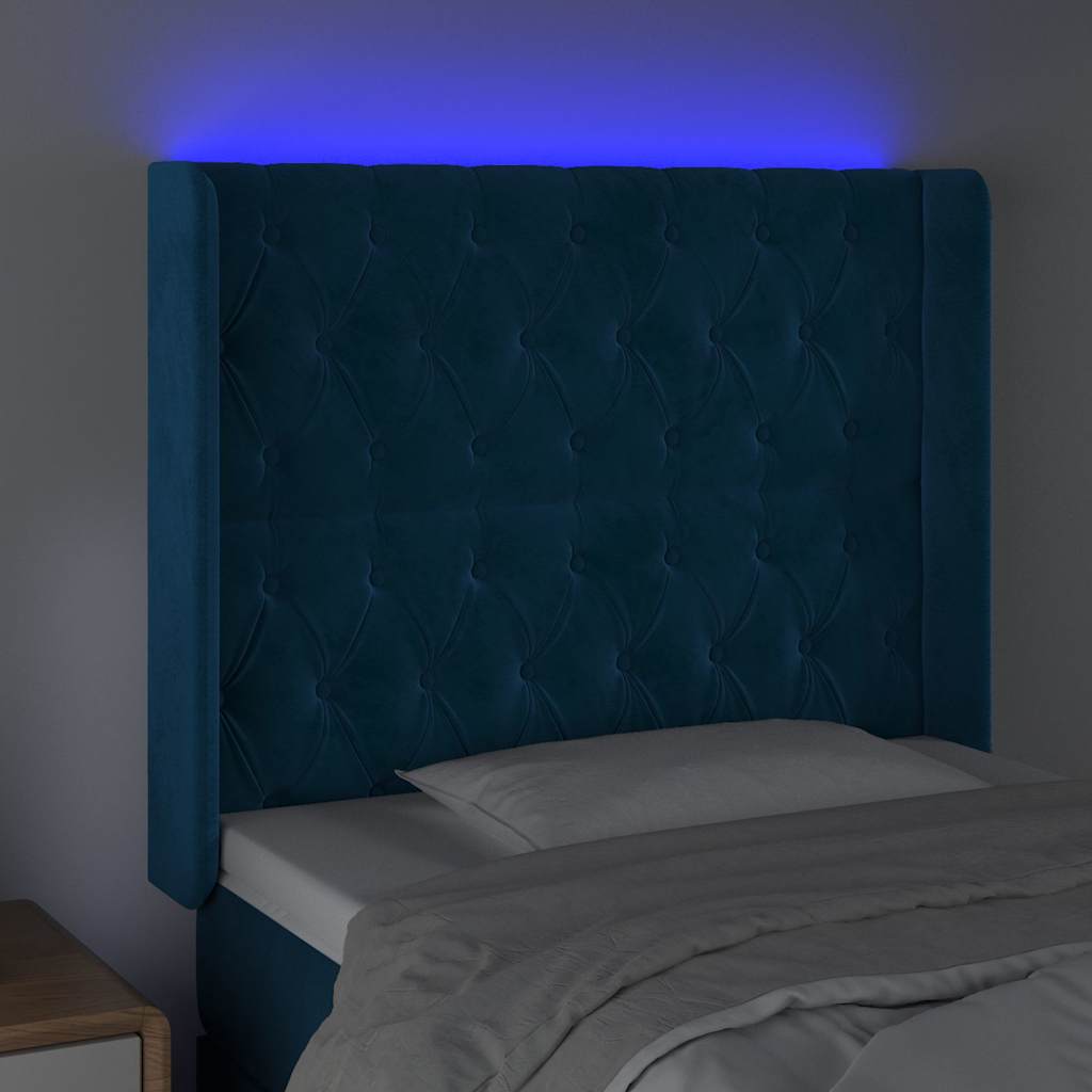 Hoofdbord LED 103x16x118/128 cm fluweel donkerblauw is nu te koop bij PeponiXL, paradijselijk wonen!