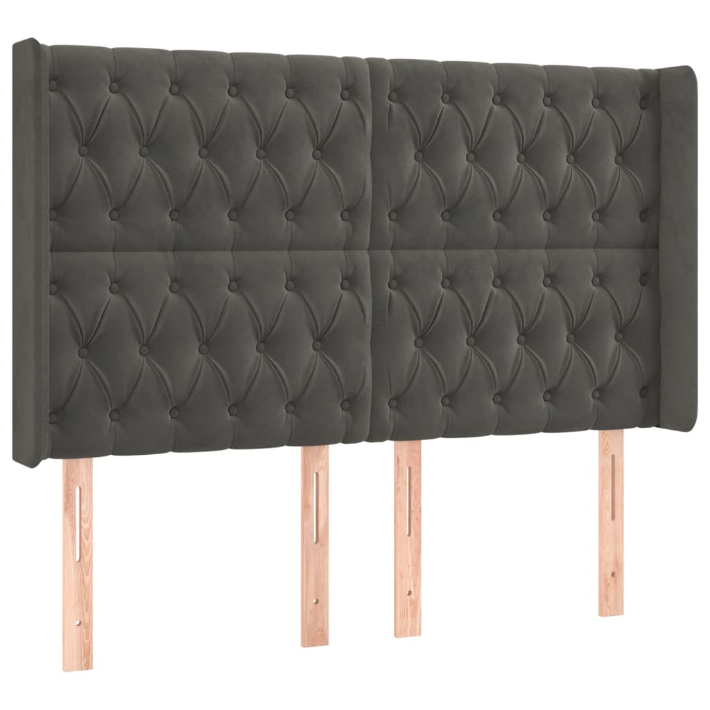 Hoofdbord LED 147x16x118/128 cm fluweel donkergrijs is nu te koop bij PeponiXL, paradijselijk wonen!