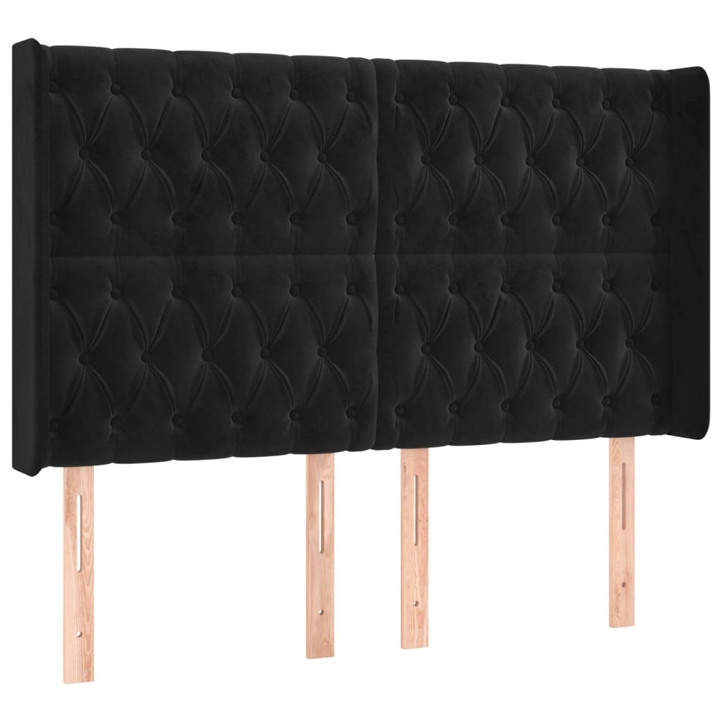 Hoofdbord LED 147x16x118/128 cm fluweel zwart is nu te koop bij PeponiXL, paradijselijk wonen!