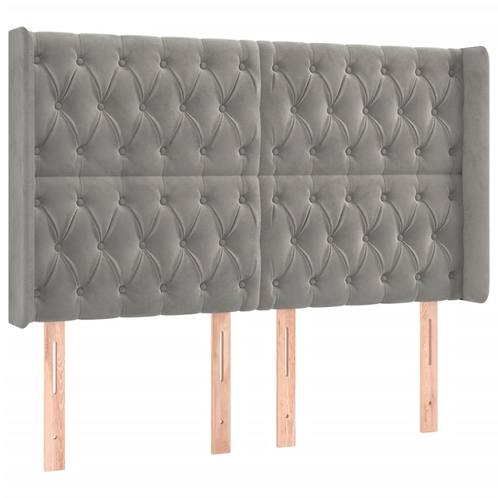 Hoofdbord LED 163x16x118/128 cm fluweel lichtgrijs is nu te koop bij PeponiXL, paradijselijk wonen!