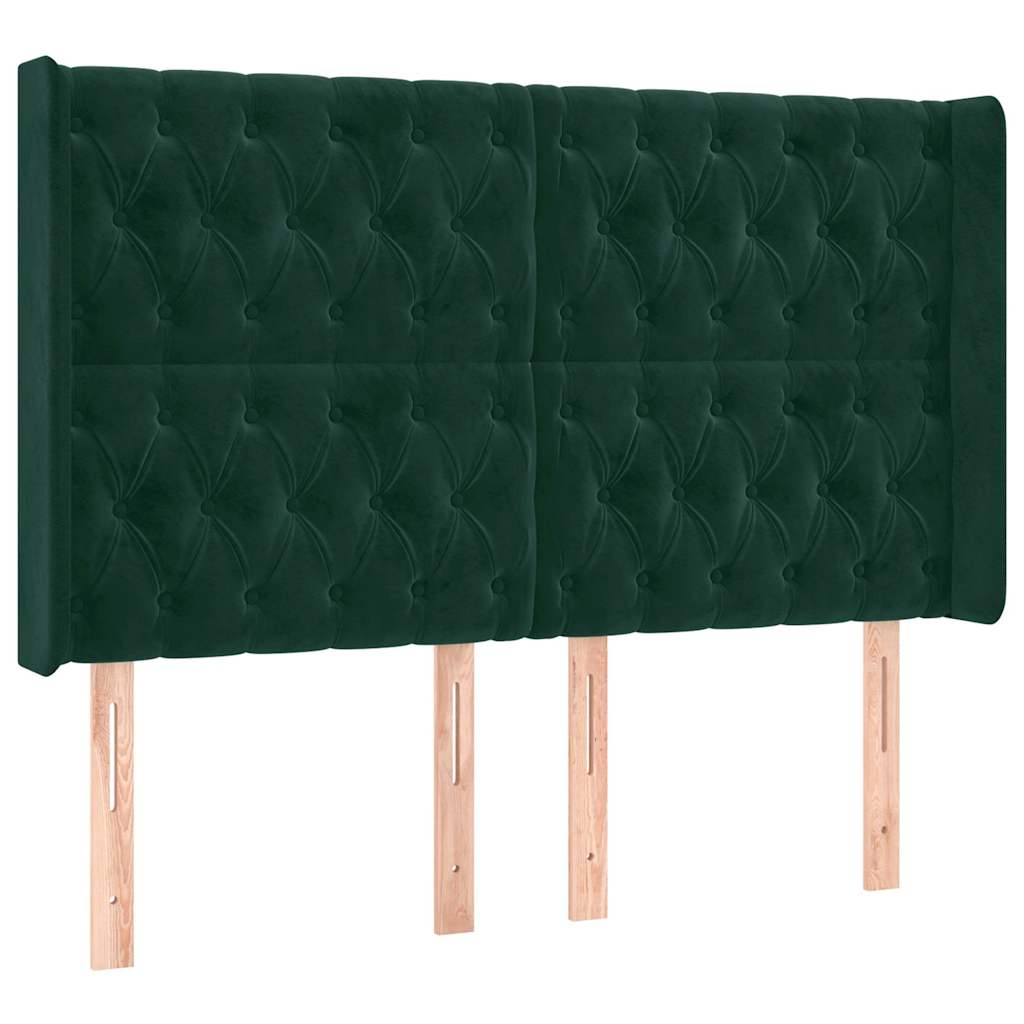 Hoofdbord LED 163x16x118/128 cm fluweel donkergroen is nu te koop bij PeponiXL, paradijselijk wonen!