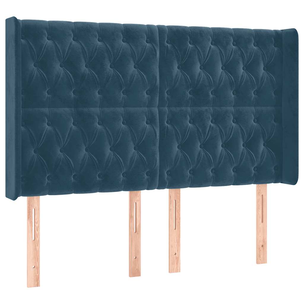 Hoofdbord LED 163x16x118/128 cm fluweel donkerblauw is nu te koop bij PeponiXL, paradijselijk wonen!