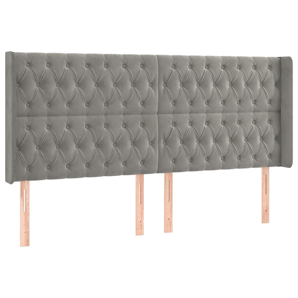 Hoofdbord LED 183x16x118/128 cm fluweel lichtgrijs is nu te koop bij PeponiXL, paradijselijk wonen!