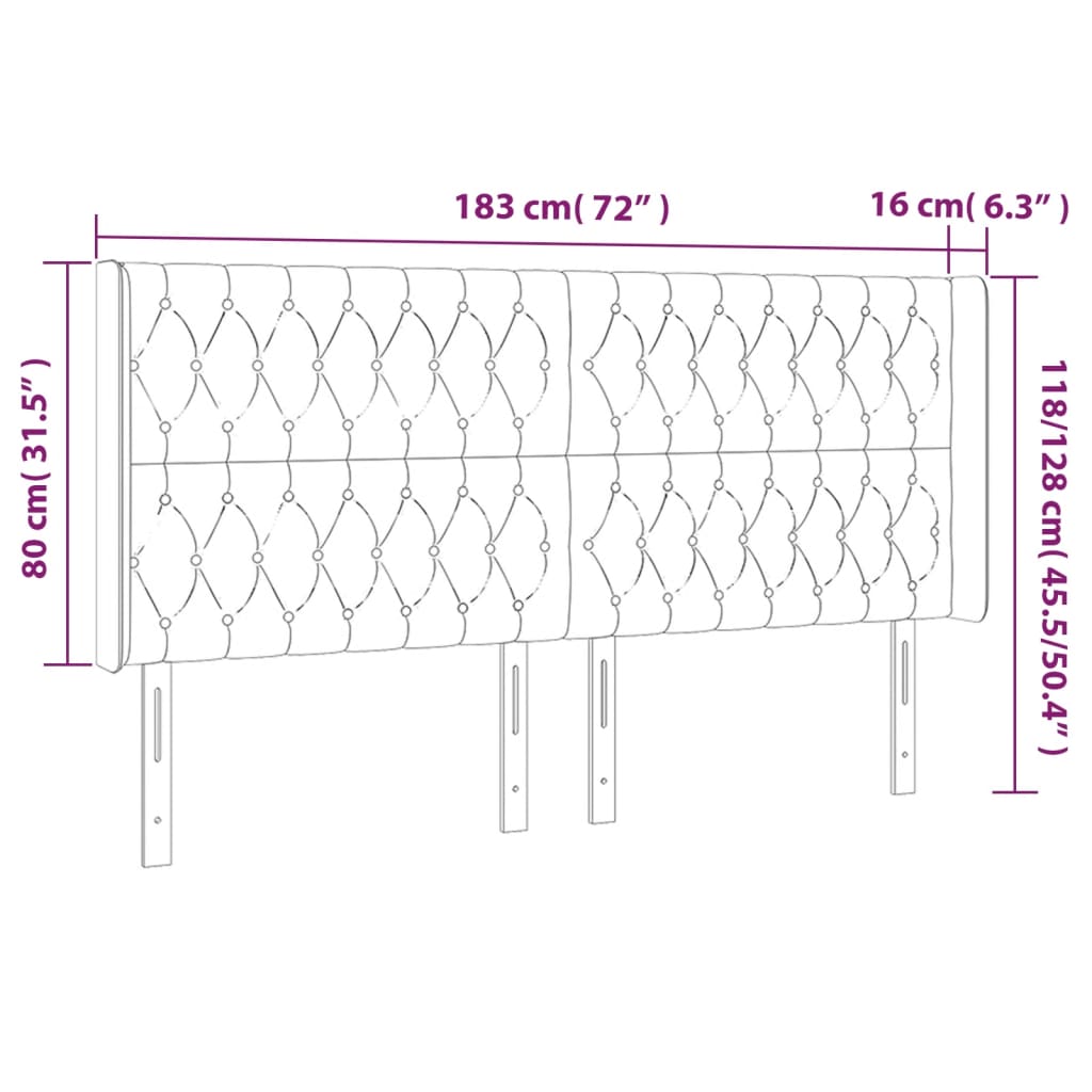 Hoofdbord LED 183x16x118/128 cm fluweel lichtgrijs is nu te koop bij PeponiXL, paradijselijk wonen!