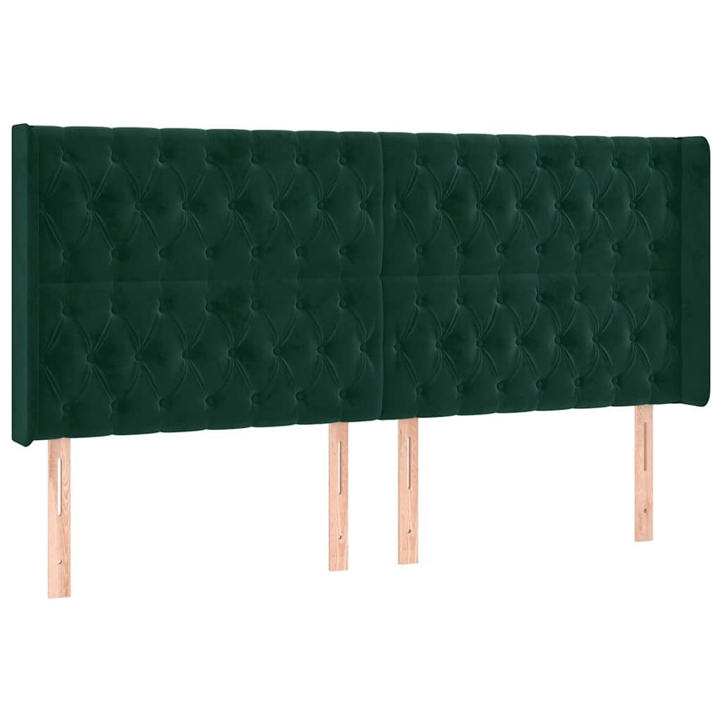Hoofdbord LED 183x16x118/128 cm fluweel donkergroen is nu te koop bij PeponiXL, paradijselijk wonen!