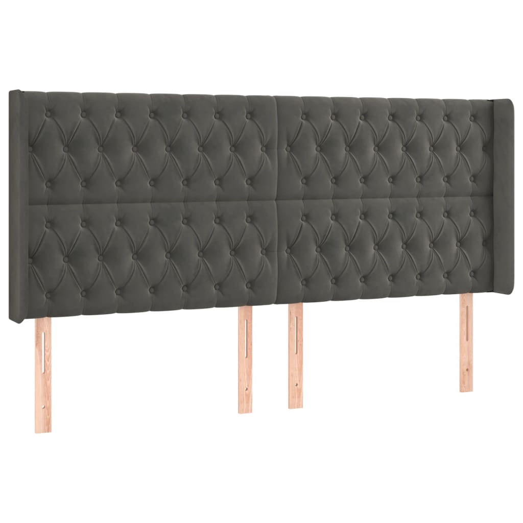 Hoofdbord LED 203x16x118/128 cm fluweel donkergrijs is nu te koop bij PeponiXL, paradijselijk wonen!