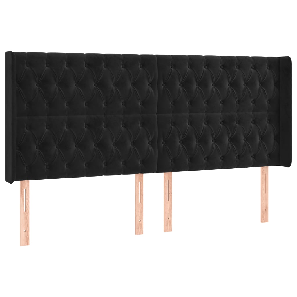 Hoofdbord LED 203x16x118/128 cm fluweel zwart is nu te koop bij PeponiXL, paradijselijk wonen!