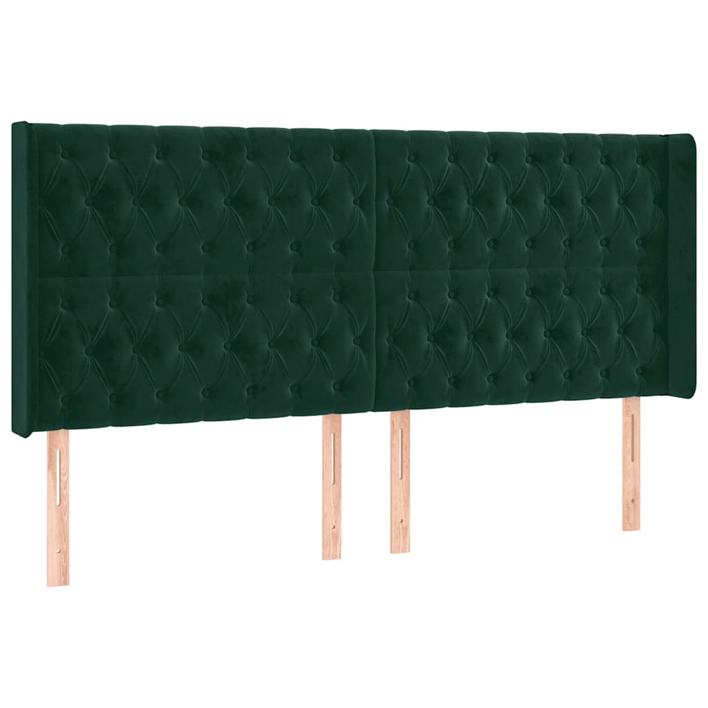Hoofdbord LED 203x16x118/128 cm fluweel donkergroen is nu te koop bij PeponiXL, paradijselijk wonen!