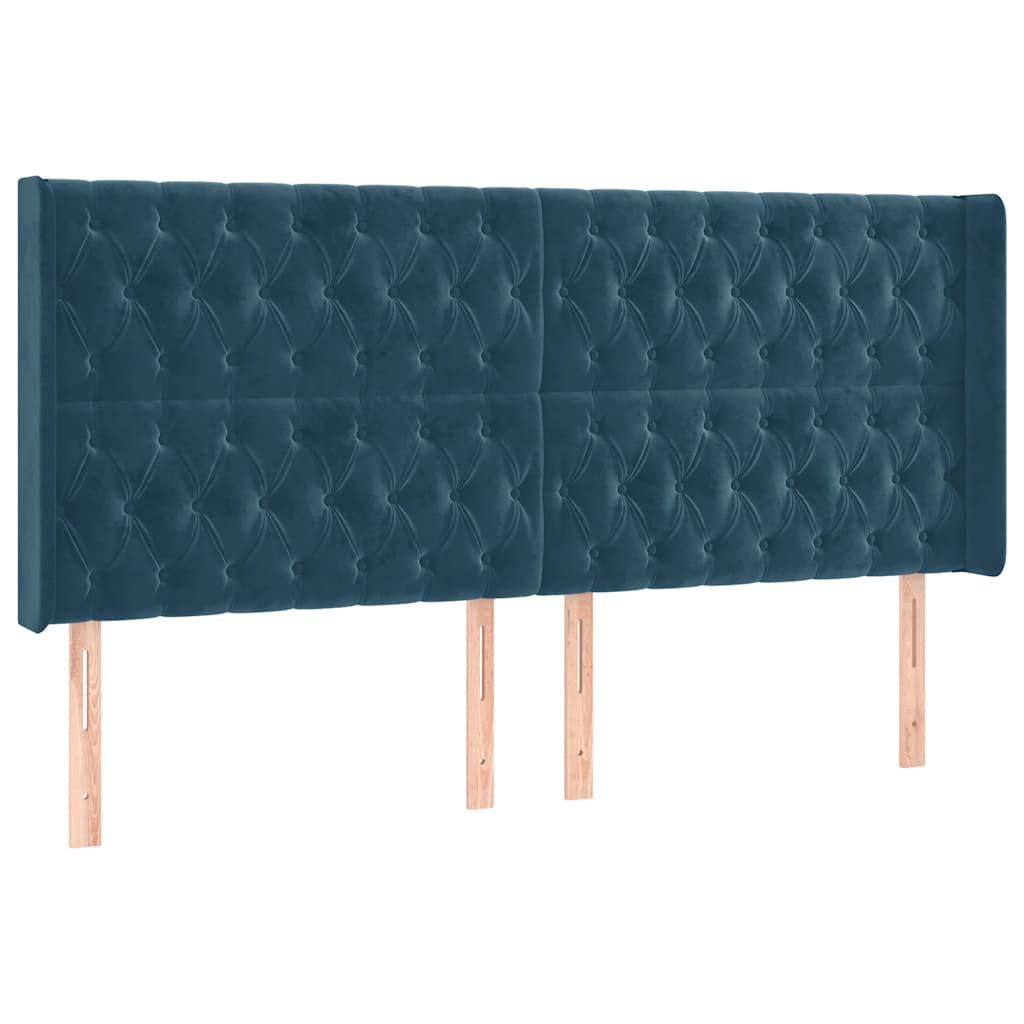 Hoofdbord LED 203x16x118/128 cm fluweel donkerblauw is nu te koop bij PeponiXL, paradijselijk wonen!