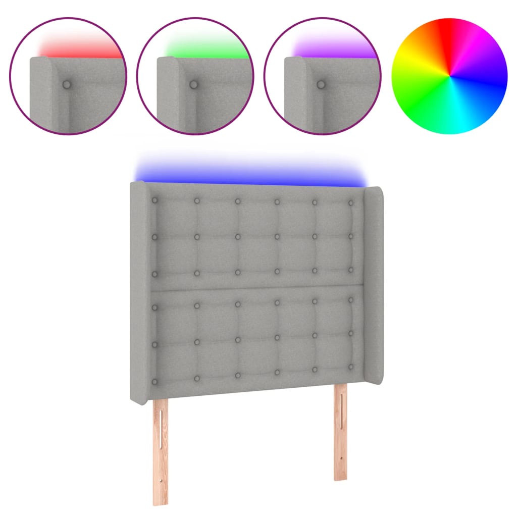 Hoofdbord LED 93x16x118/128 cm stof lichtgrijs is nu te koop bij PeponiXL, paradijselijk wonen!