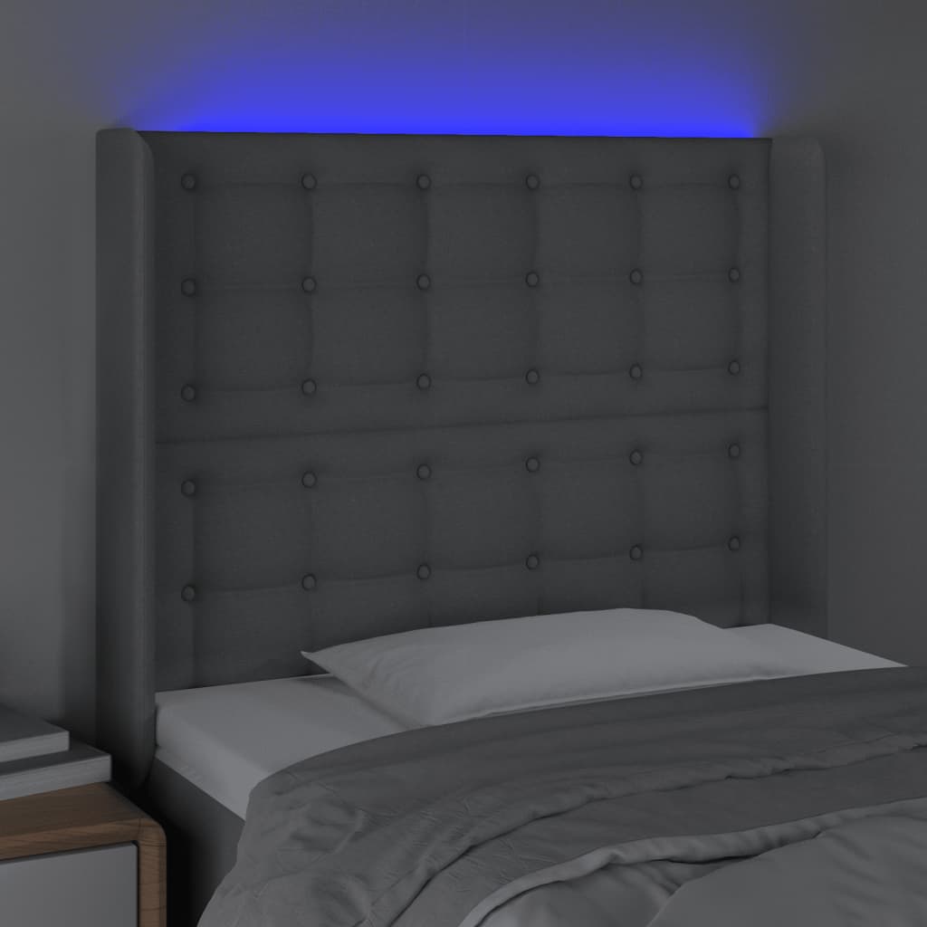 Hoofdbord LED 93x16x118/128 cm stof lichtgrijs is nu te koop bij PeponiXL, paradijselijk wonen!