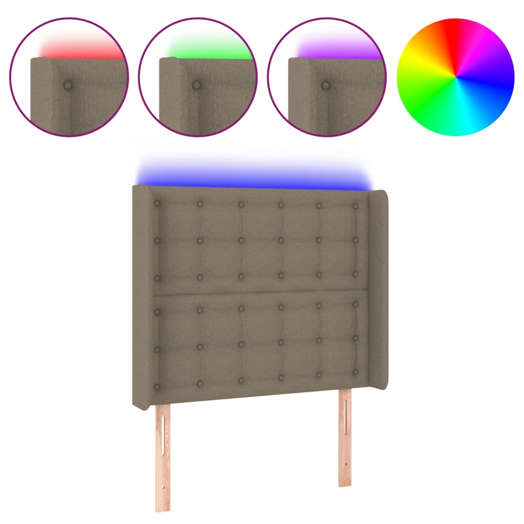 Hoofdbord LED 93x16x118/128 cm stof taupe is nu te koop bij PeponiXL, paradijselijk wonen!