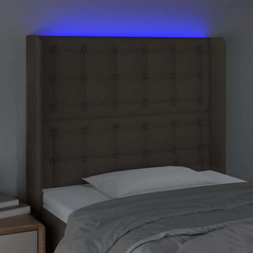 Hoofdbord LED 93x16x118/128 cm stof taupe is nu te koop bij PeponiXL, paradijselijk wonen!