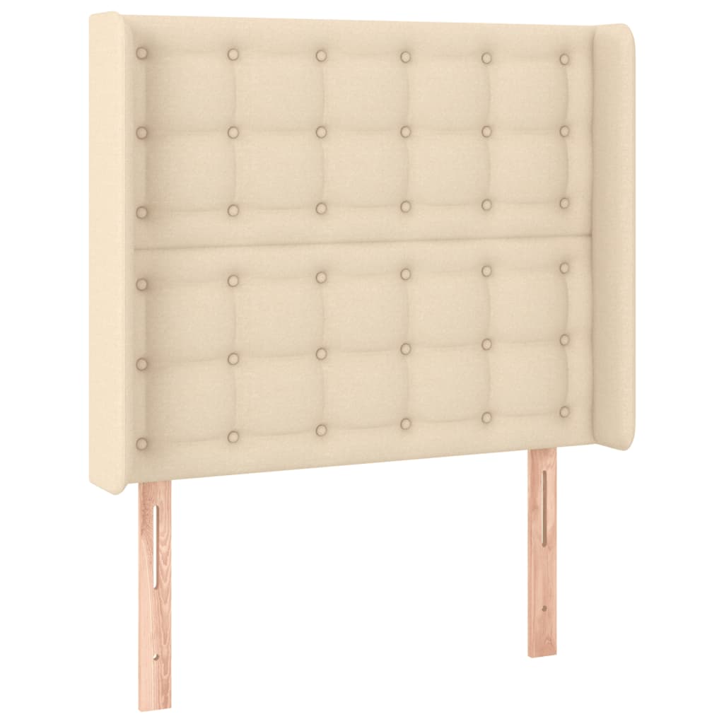Hoofdbord LED 93x16x118/128 cm stof crèmekleurig is nu te koop bij PeponiXL, paradijselijk wonen!