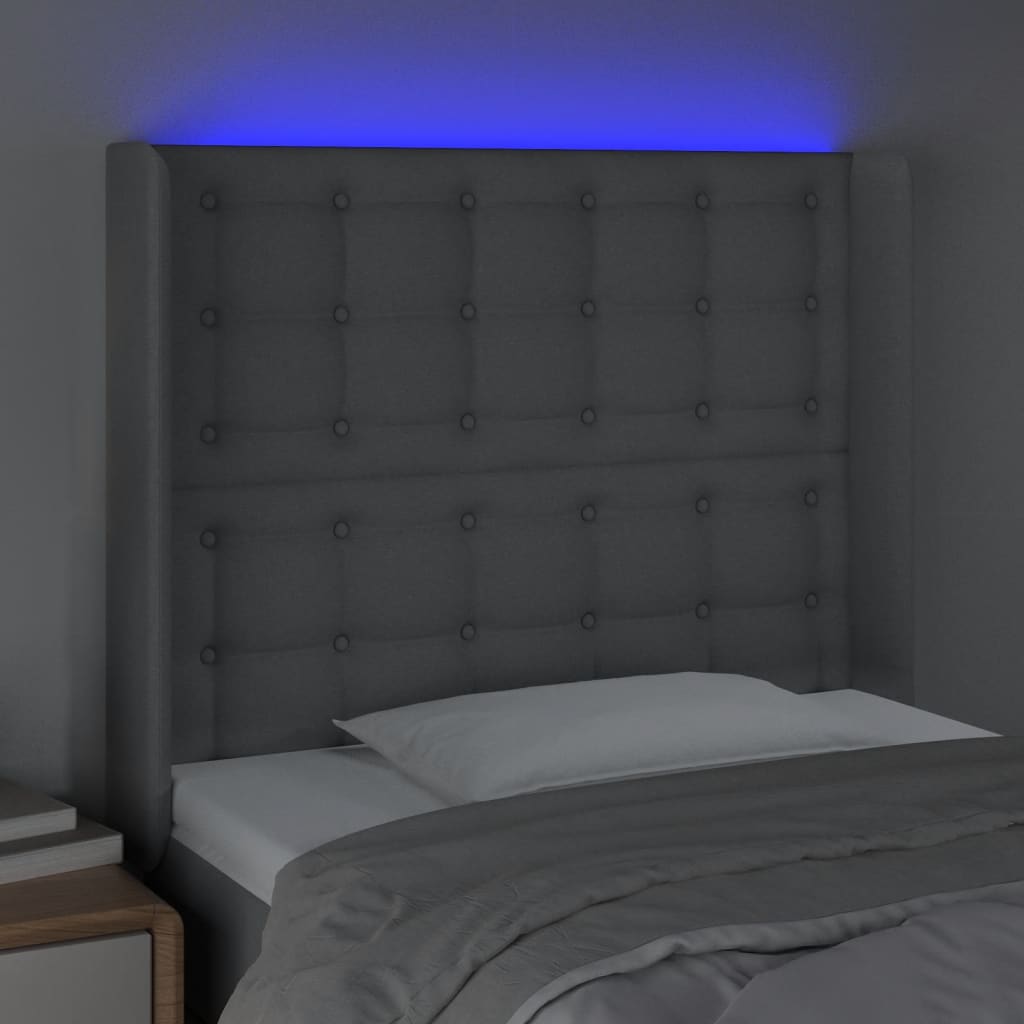 Hoofdbord LED 103x16x118/128 cm stof lichtgrijs is nu te koop bij PeponiXL, paradijselijk wonen!