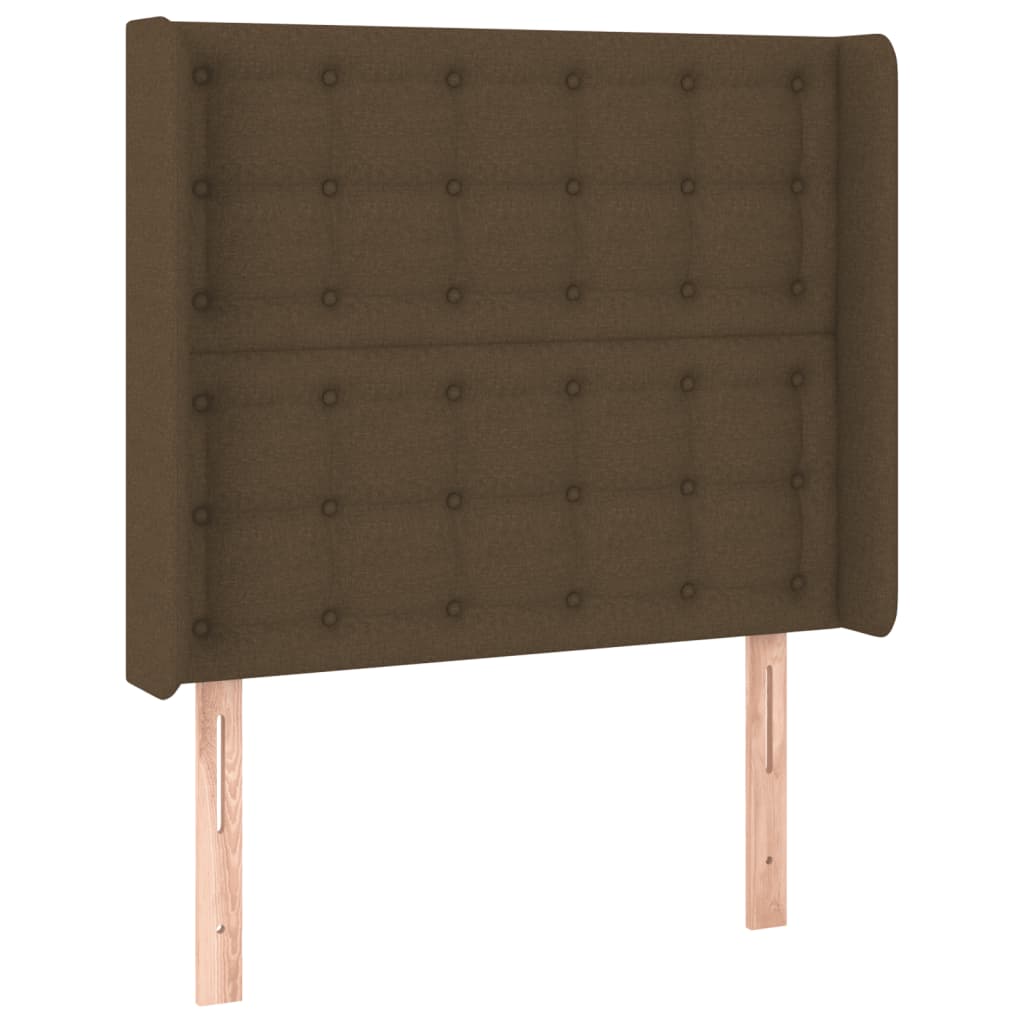 Hoofdbord LED 103x16x118/128 cm stof donkerbruin is nu te koop bij PeponiXL, paradijselijk wonen!