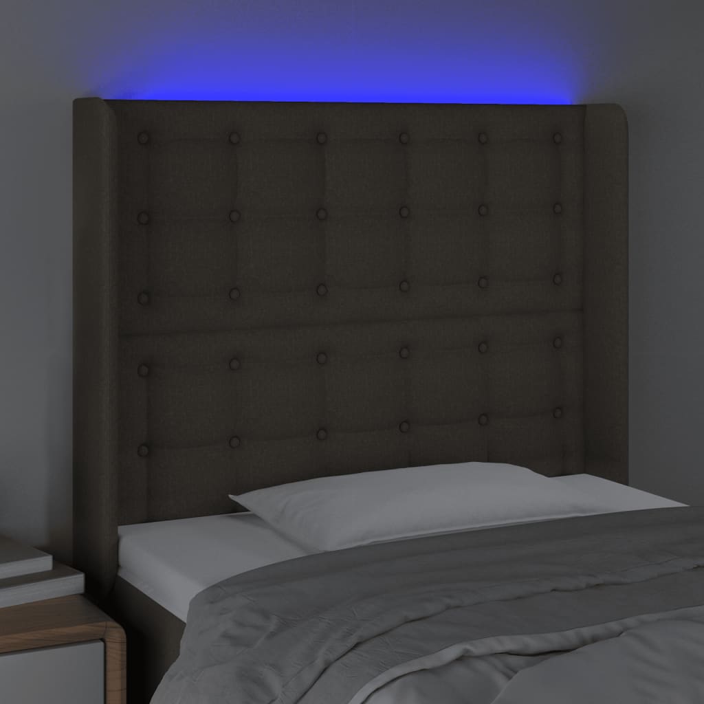 Hoofdbord LED 103x16x118/128 cm stof taupe is nu te koop bij PeponiXL, paradijselijk wonen!