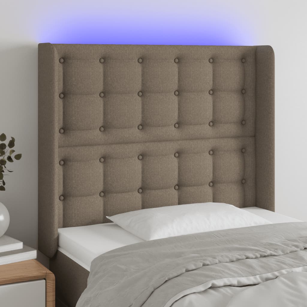 Hoofdbord LED 103x16x118/128 cm stof taupe is nu te koop bij PeponiXL, paradijselijk wonen!