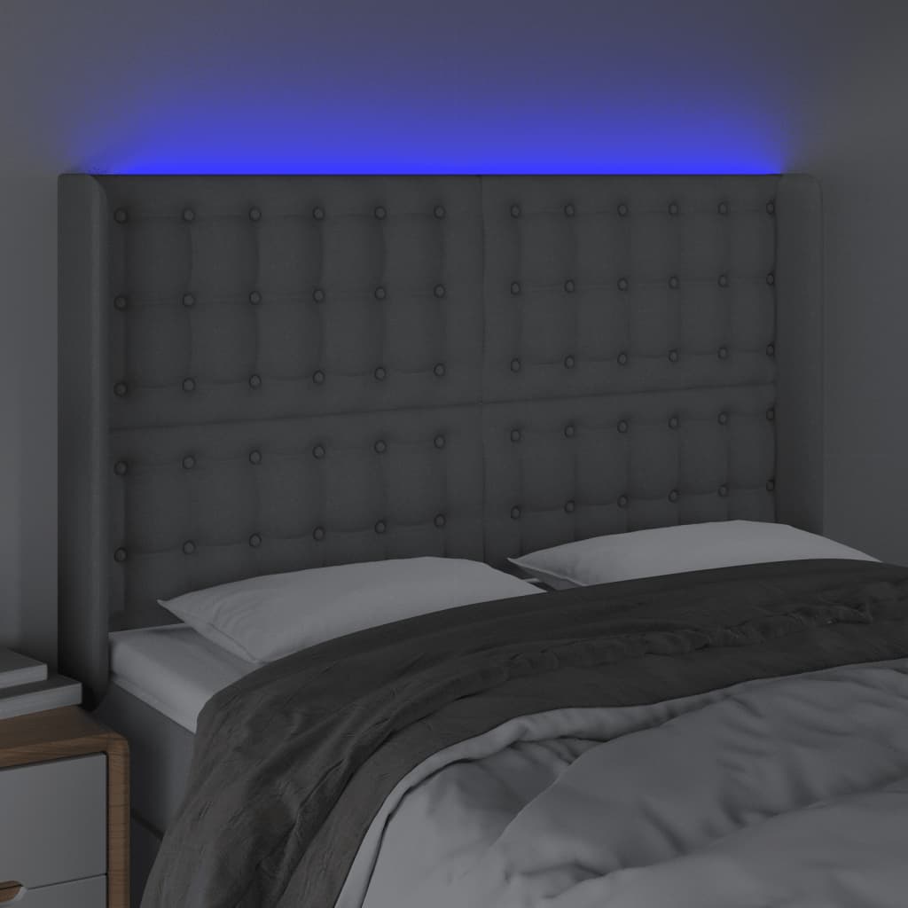Hoofdbord LED 147x16x118/128 cm stof lichtgrijs is nu te koop bij PeponiXL, paradijselijk wonen!