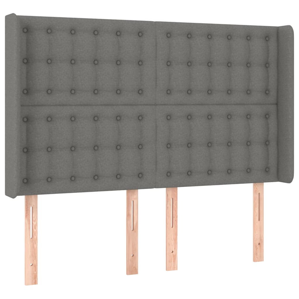 Hoofdbord LED 147x16x118/128 cm stof donkergrijs is nu te koop bij PeponiXL, paradijselijk wonen!