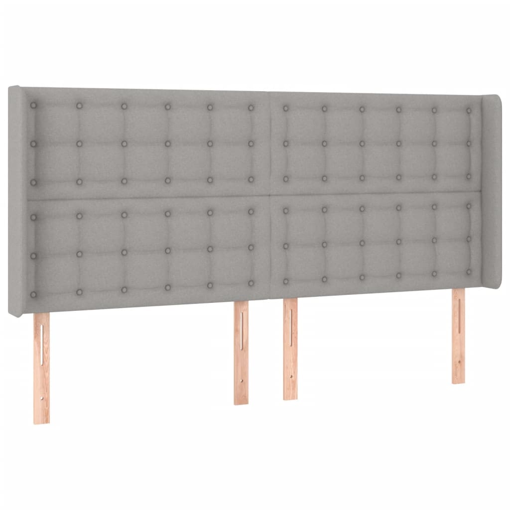 Hoofdbord LED 203x16x118/128 cm stof lichtgrijs is nu te koop bij PeponiXL, paradijselijk wonen!