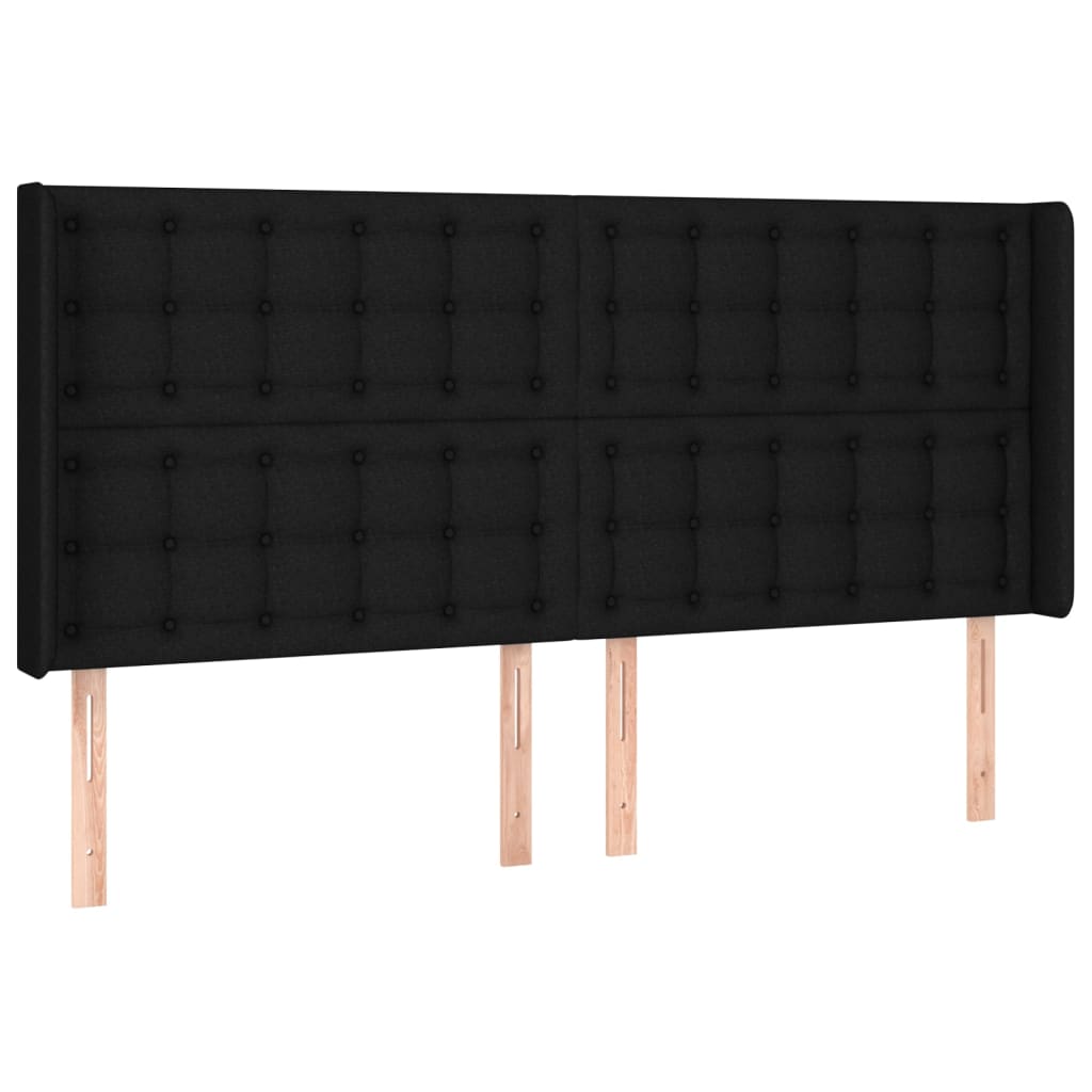 Hoofdbord LED 203x16x118/128 cm stof zwart is nu te koop bij PeponiXL, paradijselijk wonen!