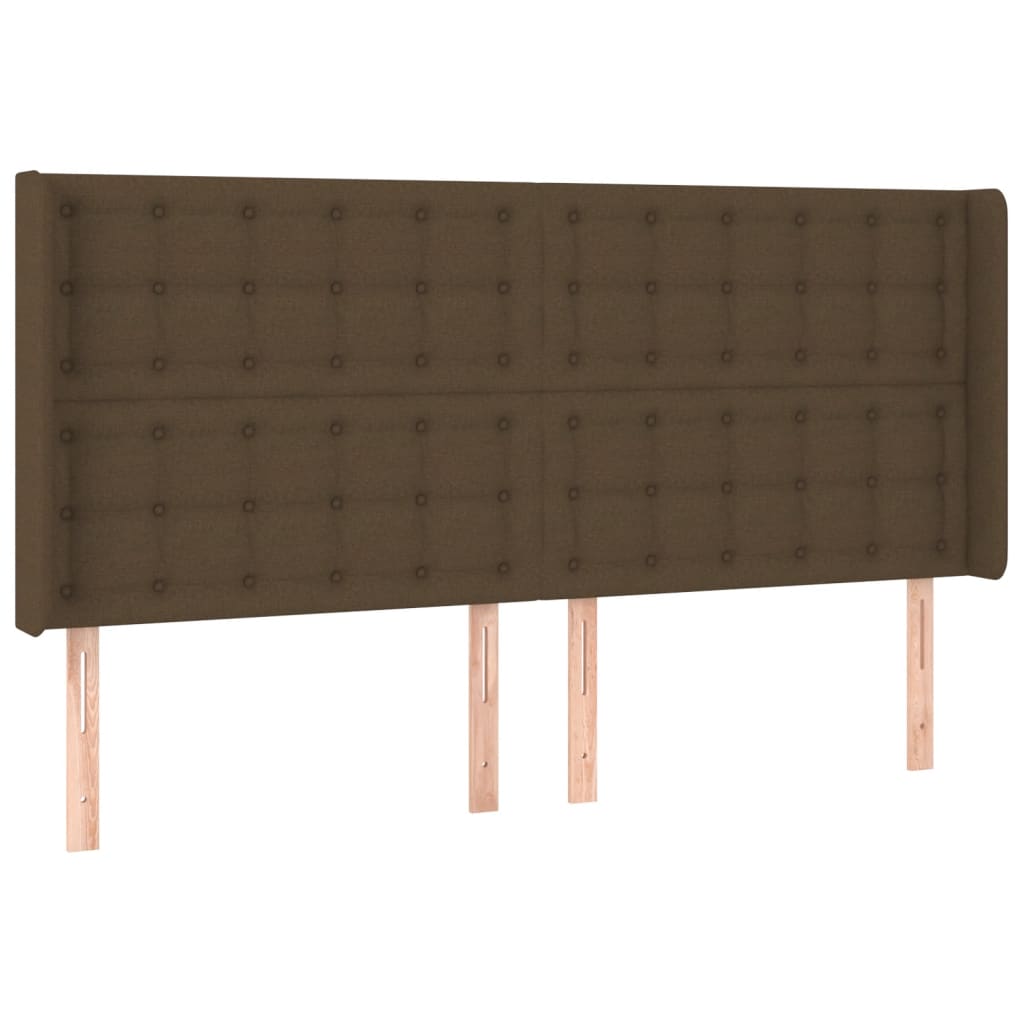 Hoofdbord LED 203x16x118/128 cm stof donkerbruin is nu te koop bij PeponiXL, paradijselijk wonen!