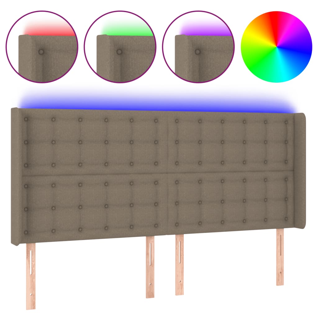 Hoofdbord LED 203x16x118/128 cm stof taupe is nu te koop bij PeponiXL, paradijselijk wonen!