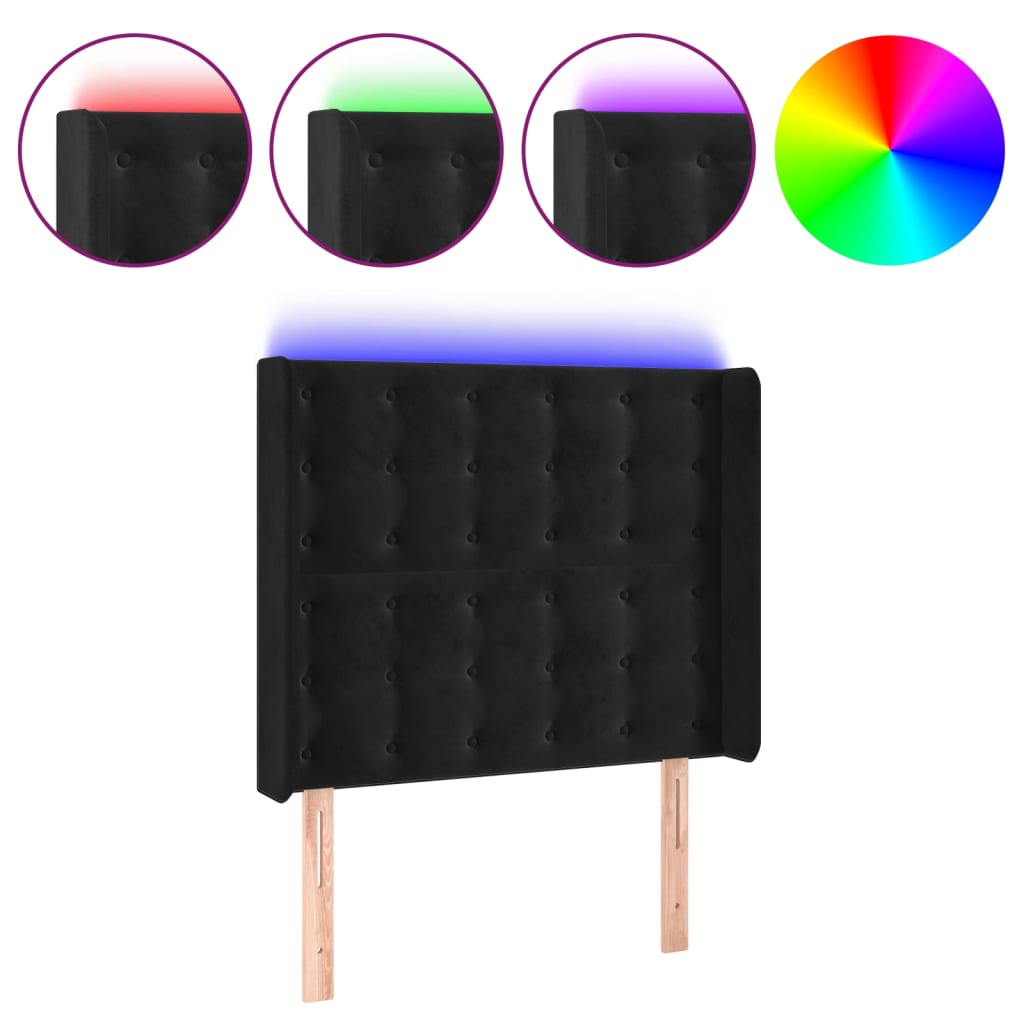 Hoofdbord LED 83x16x118/128 cm fluweel zwart is nu te koop bij PeponiXL, paradijselijk wonen!