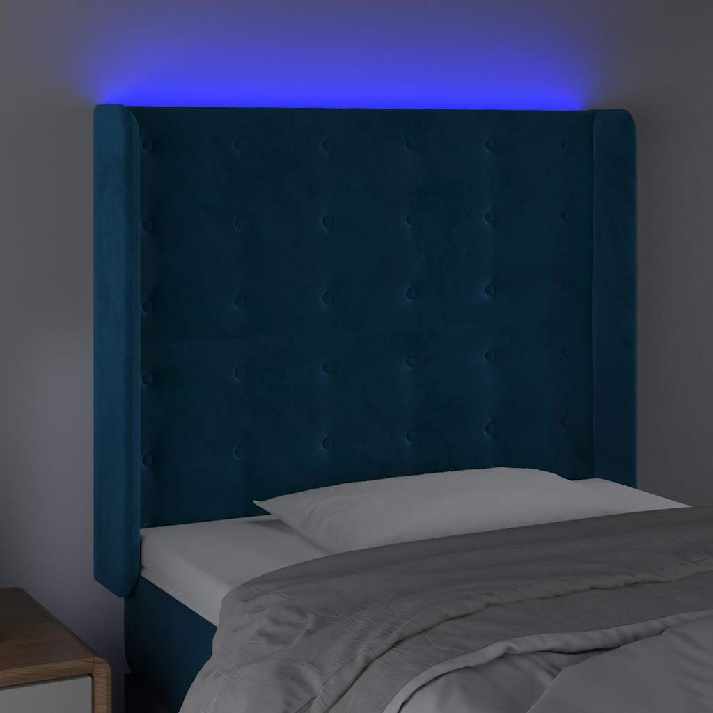 Hoofdbord LED 83x16x118/128 cm fluweel donkerblauw is nu te koop bij PeponiXL, paradijselijk wonen!