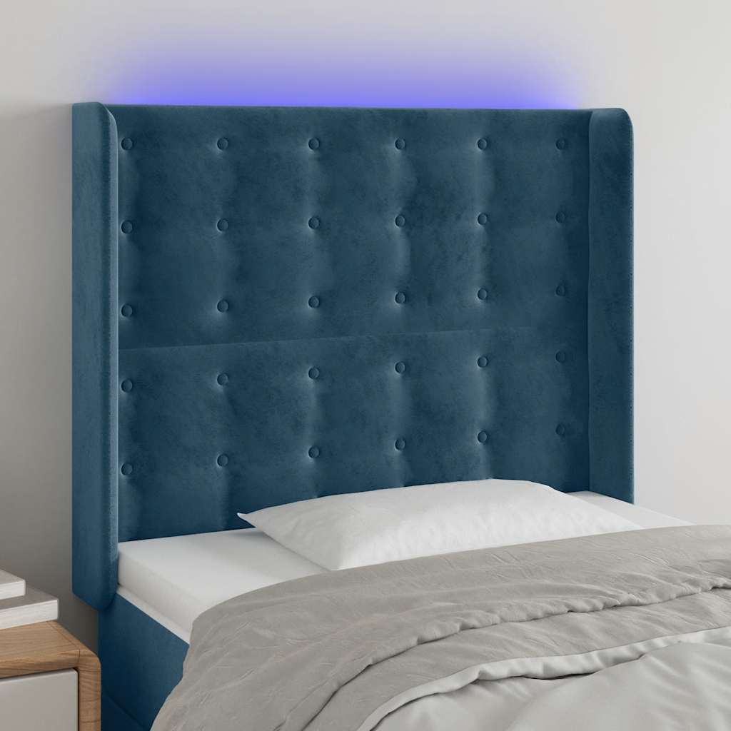 Hoofdbord LED 93x16x118/128 cm fluweel donkerblauw is nu te koop bij PeponiXL, paradijselijk wonen!