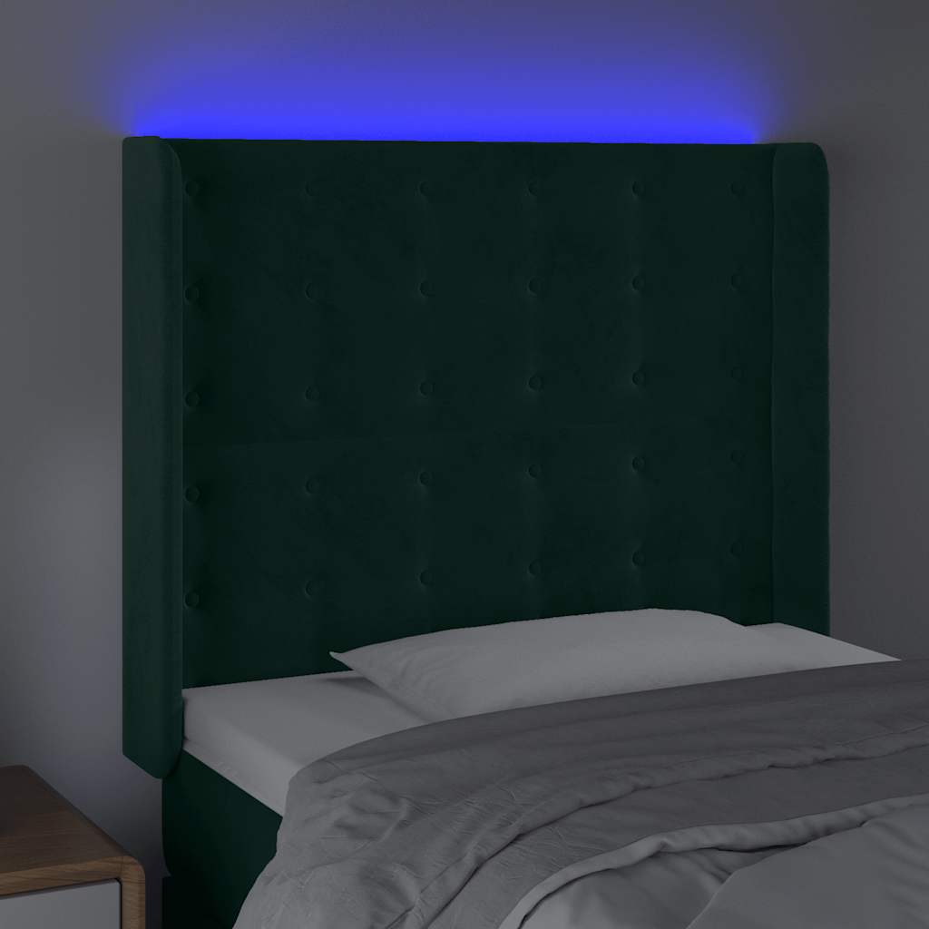 Hoofdbord LED 103x16x118/128 cm fluweel donkergroen is nu te koop bij PeponiXL, paradijselijk wonen!
