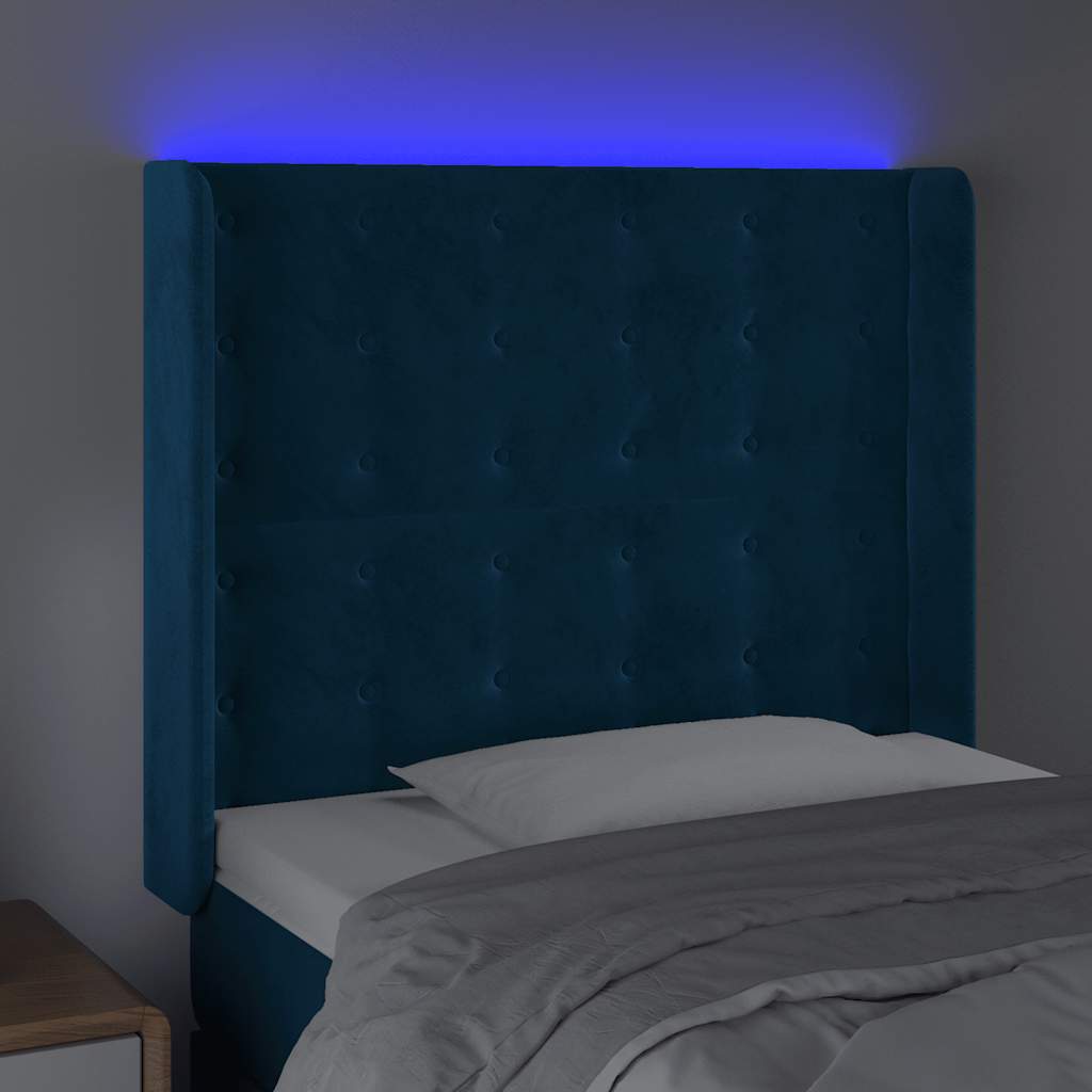 Hoofdbord LED 103x16x118/128 cm fluweel donkerblauw is nu te koop bij PeponiXL, paradijselijk wonen!