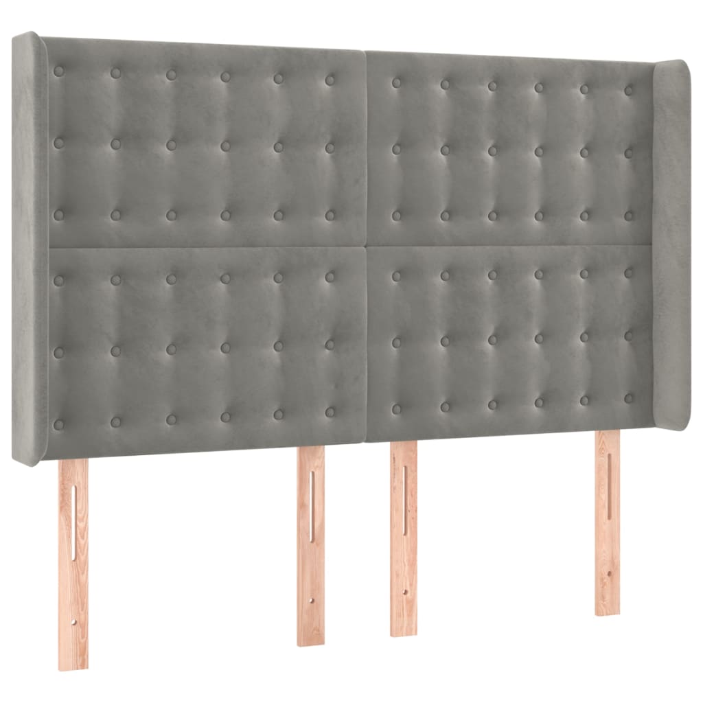 Hoofdbord LED 147x16x118/128 cm fluweel lichtgrijs is nu te koop bij PeponiXL, paradijselijk wonen!