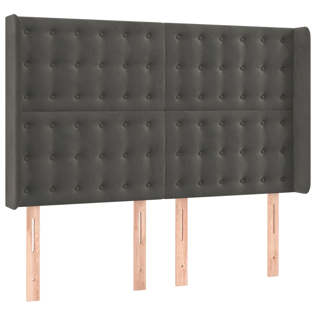 Hoofdbord LED 147x16x118/128 cm fluweel donkergrijs is nu te koop bij PeponiXL, paradijselijk wonen!