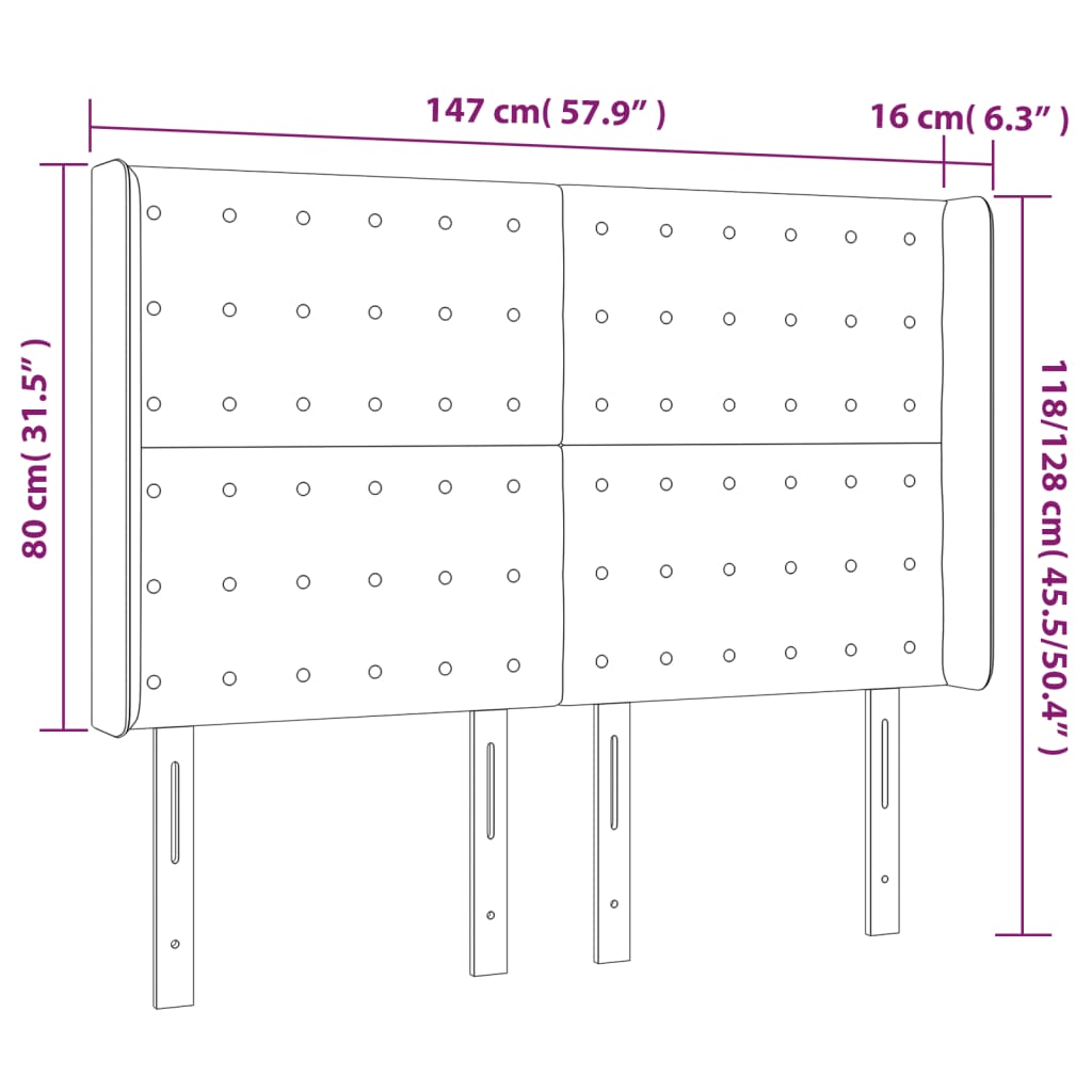 Hoofdbord LED 147x16x118/128 cm fluweel donkergrijs is nu te koop bij PeponiXL, paradijselijk wonen!