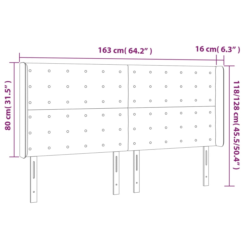 Hoofdbord LED 163x16x118/128 cm fluweel lichtgrijs is nu te koop bij PeponiXL, paradijselijk wonen!