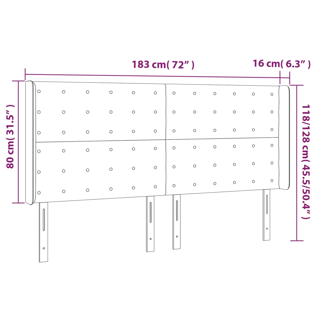 Hoofdbord LED 183x16x118/128 cm fluweel donkergrijs is nu te koop bij PeponiXL, paradijselijk wonen!