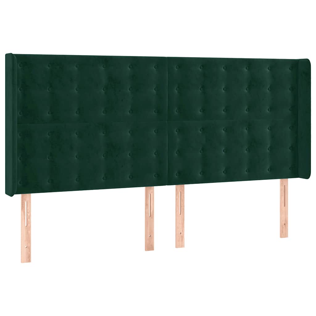 Hoofdbord LED 203x16x118/128 cm fluweel donkergroen is nu te koop bij PeponiXL, paradijselijk wonen!