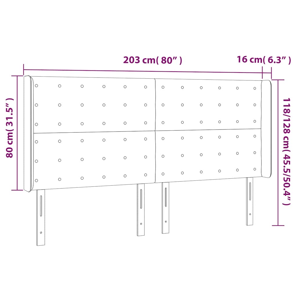 Hoofdbord LED 203x16x118/128 cm fluweel donkerblauw is nu te koop bij PeponiXL, paradijselijk wonen!