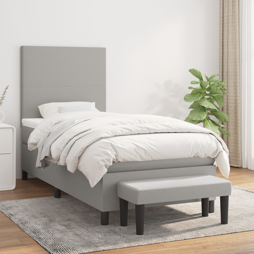 Boxspring met matras stof lichtgrijs 80x200 cm is nu te koop bij PeponiXL, paradijselijk wonen!