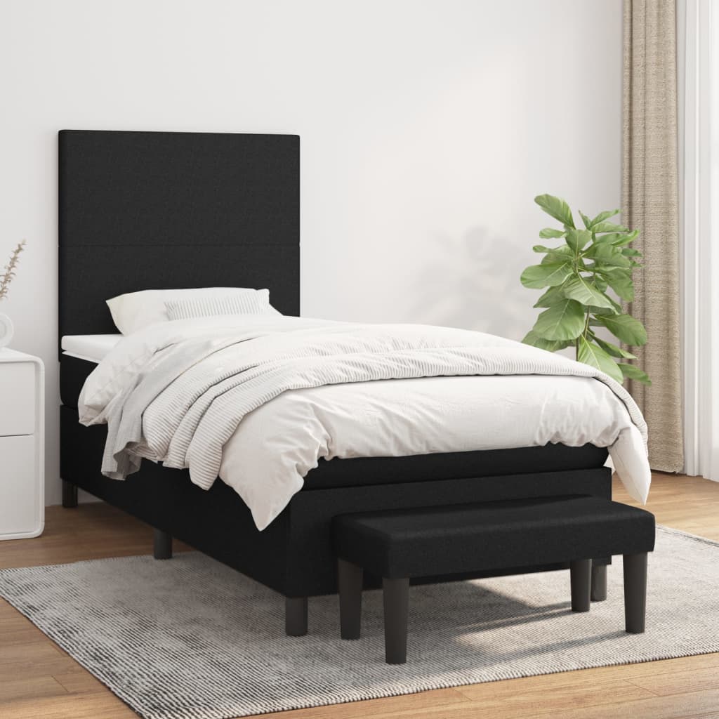 Boxspring met matras stof zwart 90x200 cm is nu te koop bij PeponiXL, paradijselijk wonen!