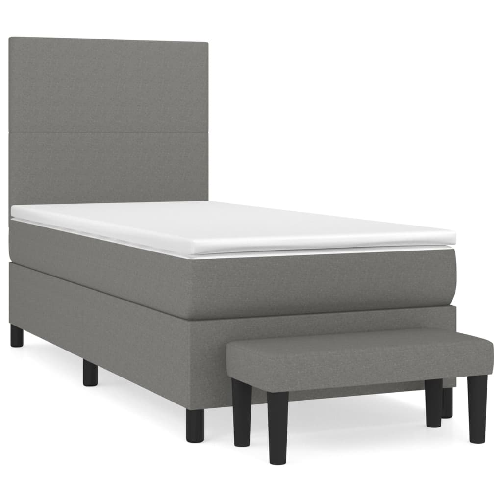 Boxspring met matras stof donkergrijs 100x200 cm is nu te koop bij PeponiXL, paradijselijk wonen!