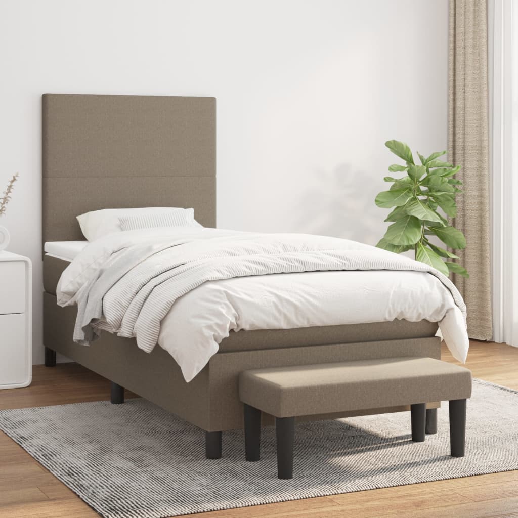 Boxspring met matras stof taupe 100x200 cm is nu te koop bij PeponiXL, paradijselijk wonen!