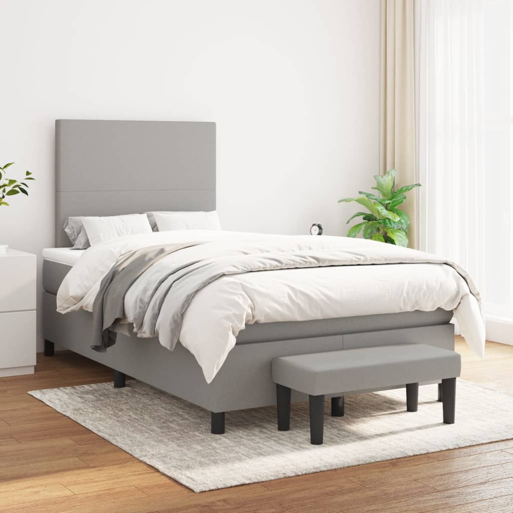 Boxspring met matras stof lichtgrijs 120x200 cm is nu te koop bij PeponiXL, paradijselijk wonen!