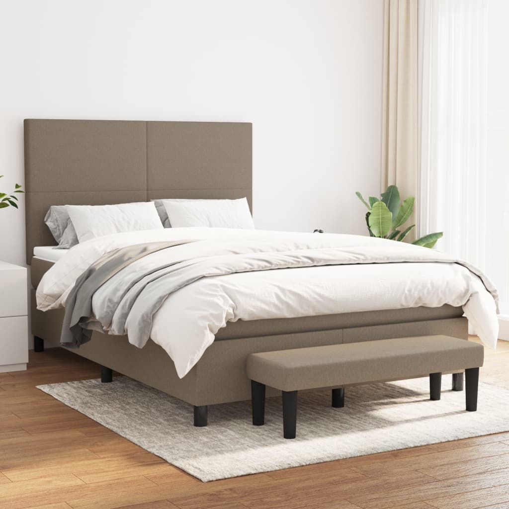 Boxspring met matras stof taupe 140x200 cm is nu te koop bij PeponiXL, paradijselijk wonen!