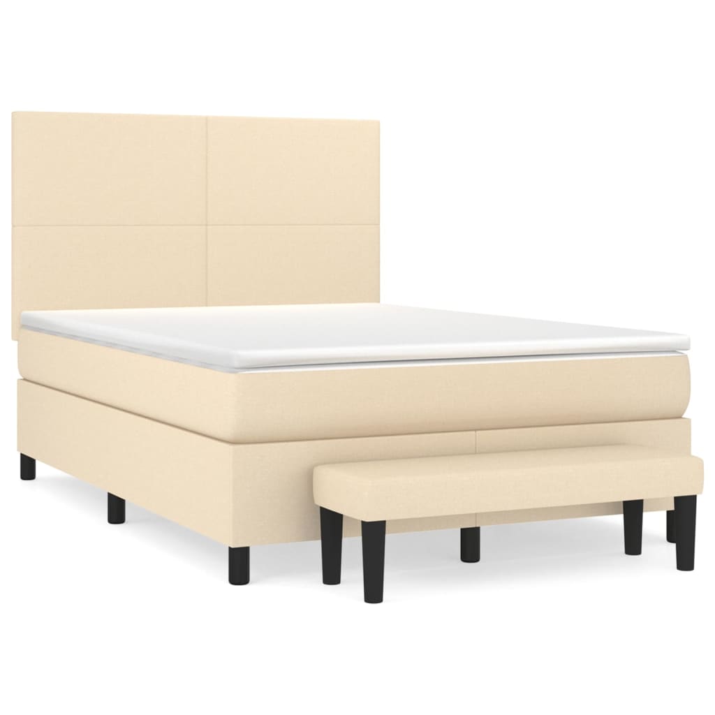 Boxspring met matras stof crèmekleurig 140x200 cm is nu te koop bij PeponiXL, paradijselijk wonen!
