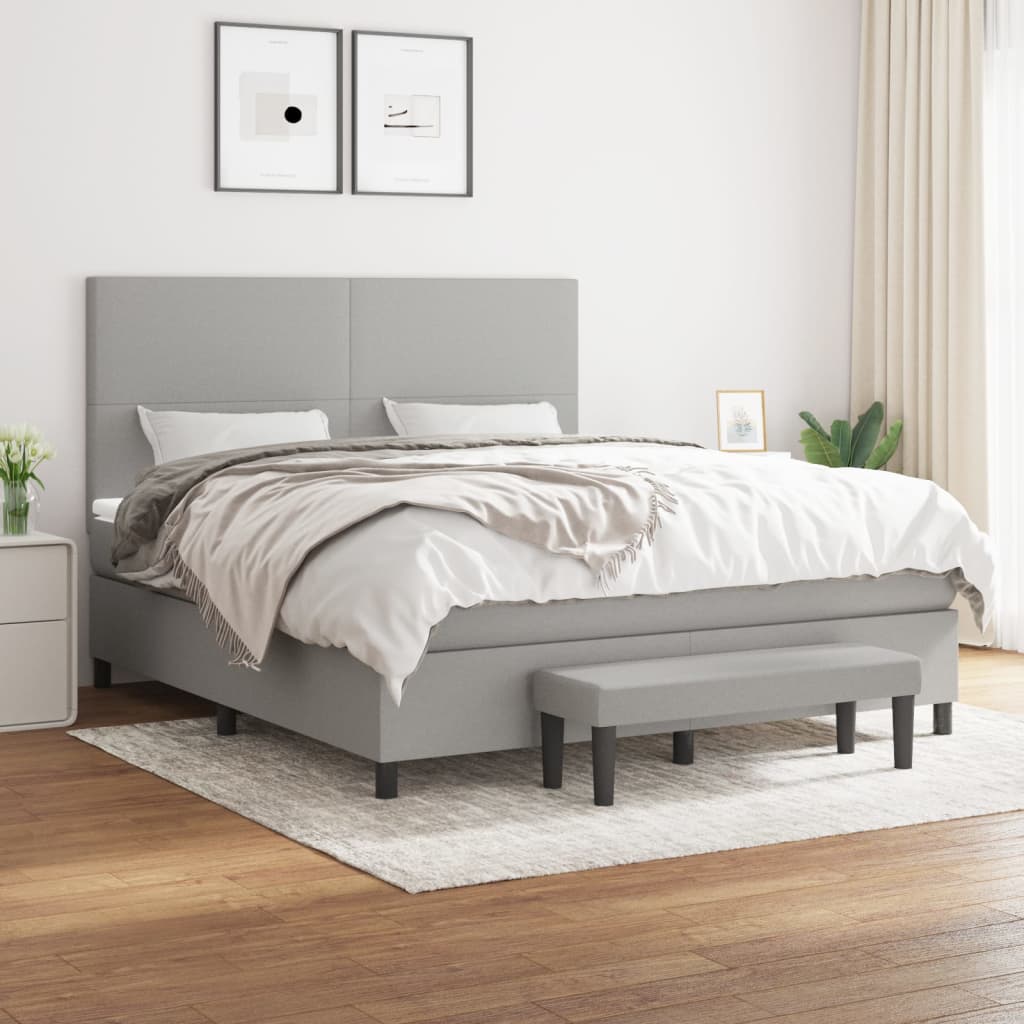 Boxspring met matras stof lichtgrijs 160x200 cm is nu te koop bij PeponiXL, paradijselijk wonen!