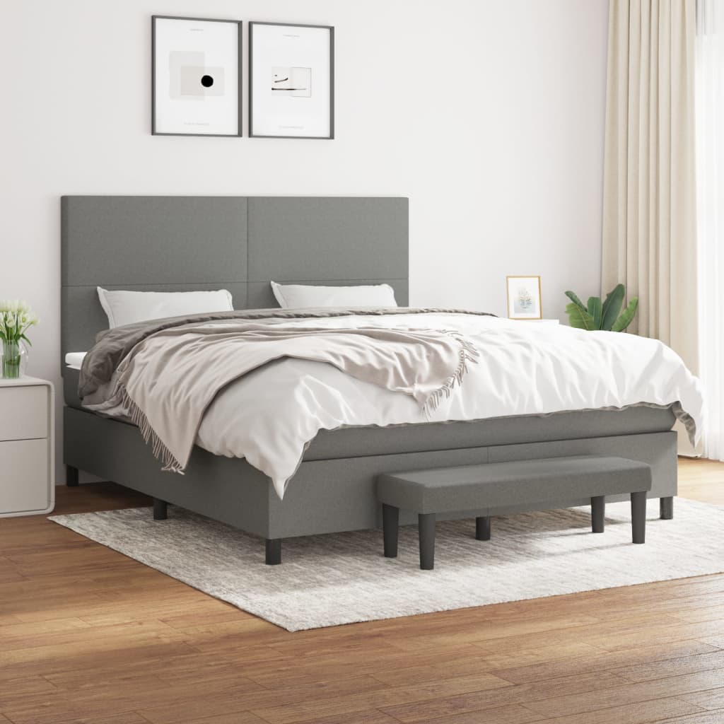 Boxspring met matras stof donkergrijs 160x200 cm is nu te koop bij PeponiXL, paradijselijk wonen!